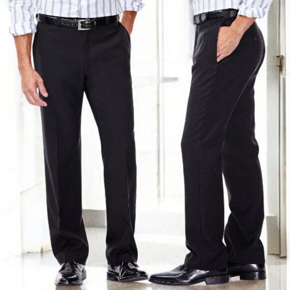 Haggar Stria Men's Flat Front Hidden Expandable Waistband Dress Pant Sz 40/29 - Picture 1 of 8